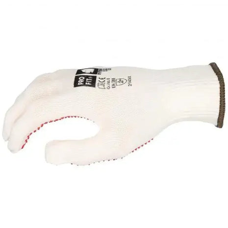 Strickhandschuhe "Dot", fein, weiß, einseitig rote Noppen 8