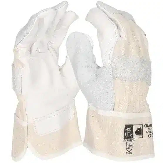 Rindvoll-/Rindspalt Leder Arbeitshandschuh, "Krabbe", natur 10