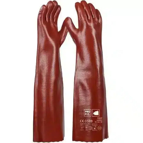 PVC Chemikalienschutzhandschuhe "Pirat", rotbraun, 58 cm 10