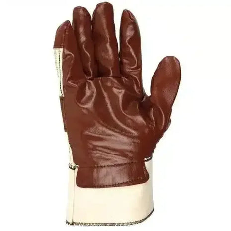 Arbeitshandschuh aus braunem Leder mit robustem Schutz, geeignet für Hygiene und Medizinprodukte