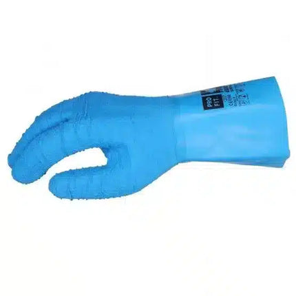 Latex Chemikalienschutzhandschuhe "Super Blue", blau, extra stark geraut