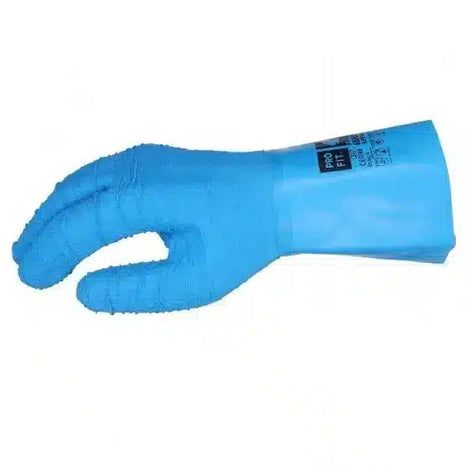 Latex Chemikalienschutzhandschuhe "Super Blue", blau, extra stark geraut