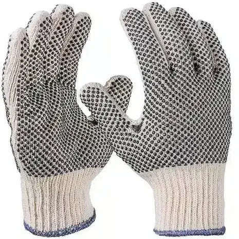 Arbeitshandschuhe mit Noppen, weiß, robust, ideal für Hygiene und Schutz im professionellen Bereich