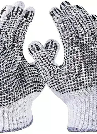 Weiße Arbeitshandschuhe mit schwarzen Noppen für sicheren Industrie- und Hygieneschutz