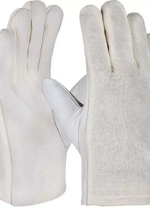 Weiße Baumwollhandschuhe für Hygieneanwendungen, Schutz, Medizinbedarf, Vorder- und Rückansicht