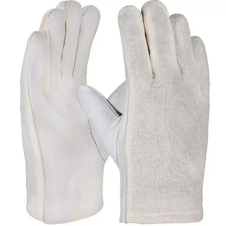 Weiße Baumwollhandschuhe für Hygieneanwendungen, Schutz, Medizinbedarf, Vorder- und Rückansicht