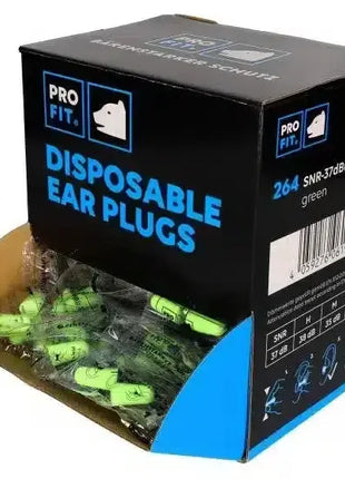 Box mit 200 Einweg Gehörschutzstöpseln, grün, hygienisch einzeln verpackt, SNR 37 dB