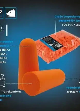 Orange Schaumstoff Ohrstöpsel, Großpackung, hoher Tragekomfort, optimale Dämmung, Hygieneprodukt