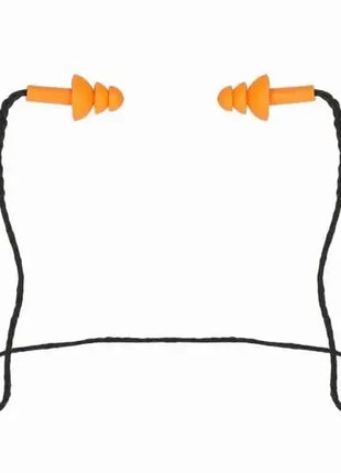 Orange Gehörschutzstöpsel mit schwarzem Band, ideal für Lärmschutz und Arbeitsschutz