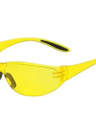Gelbe Schutzbrille mit klaren Gläsern, persönliche Schutzausrüstung, Arbeitsschutz