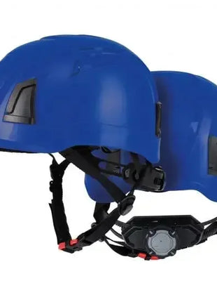 Blauer Schutzhelm mit integriertem Visier, verstellbarem Kinnriemen, Arbeitsschutz, PSA