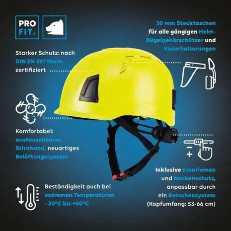 Schutzhelm "Pro Cap D!-Rock" neongelb