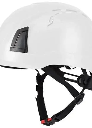 Weißer Schutzhelm mit Kinnriemen, Sicherheitshelm für Arbeitsschutz, Industrie, Bau