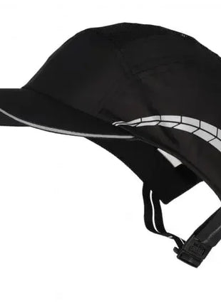 Schwarze Anstoßkappe mit Reflektorstreifen, verstellbarem Verschluss und Belüftungseinsatz, Kopfschutz für Arbeitssicherheit