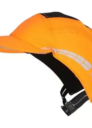 Orange Schutzkappe mit reflektierenden Streifen, ideal für Arbeitssicherheit und Kopfschutz