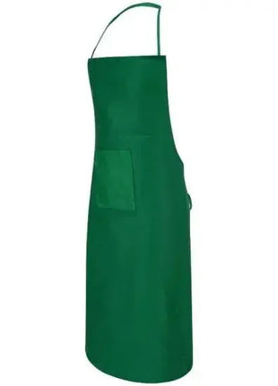 Grüne Hygiene-Schürze mit Tasche, Einwegschürze für medizinische Bereiche, seitliche Ansicht