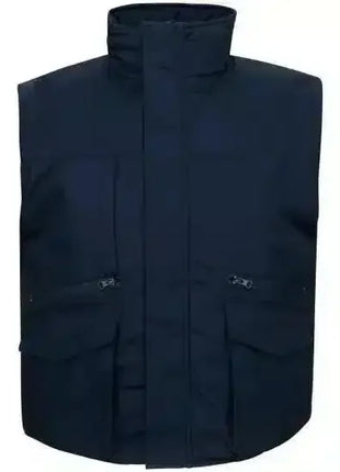 Schwarze Sicherheitsweste mit Stehkragen und Fronttaschen, Schutzbekleidung für Arbeit