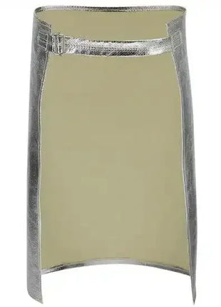 Metallschutzschürze Silber, Schutzkleidung für Hygiene, Medizin und Arbeitsschutz, frontal.
