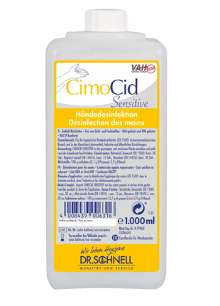 CIMOCID SENSITIVE Alkoholische Händedesinfektion ● mit Rückfetter