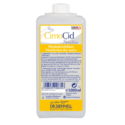 CIMOCID SENSITIVE Alkoholische Händedesinfektion ● mit Rückfetter