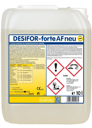 Kanister Desifor-forte AF neu, 10 Liter, Flächendesinfektion mit Gefahrenhinweisen, professionell