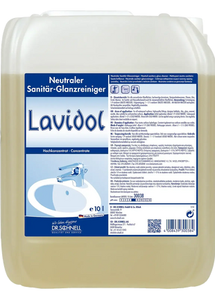 Lavidol Neutraler Sanitär-Glanzreiniger 10L Kanister, hygienischer Badreiniger Konzentrat