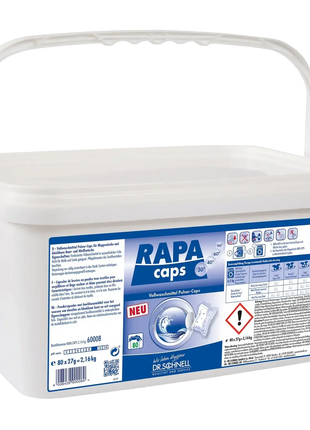 RAPA Caps Vollwaschmittel Pulver-Caps im weißen Eimer, Hygieneprodukt für Wäsche, 80 Stück