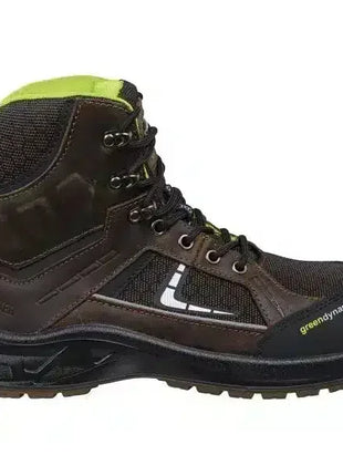 Sicherheitsstiefel aus Leder, schwarz-grün, Schutzschuh mit robuster Sohle für Arbeitsschutz