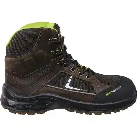 Sicherheitsstiefel aus Leder, schwarz-grün, Schutzschuh mit robuster Sohle für Arbeitsschutz