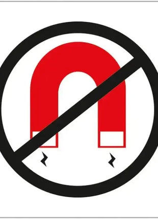 Warnschild Magnet verboten, rotes Magnet-Symbol mit Durchstreichung, Sicherheitshinweis