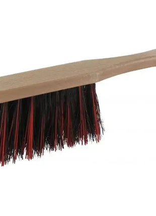 Handfeger mit Holzgriff und schwarzen sowie roten Borsten, Reinigungsbürste für Hygiene