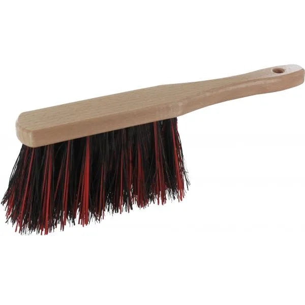 Industriequalität, Holzstiel lackiert, Borsten: Arenga / Elaston, Farbe: rot / schwarz, Länge: 31 cm