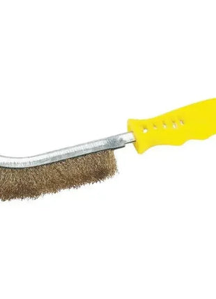 Drahtbürste mit gelbem Kunststoffgriff, Reinigungswerkzeug für Hygiene und Oberflächenpflege