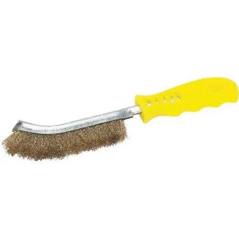 Drahtbürste mit gelbem Kunststoffgriff, Reinigungswerkzeug für Hygiene und Oberflächenpflege