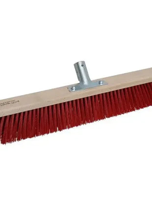Straßenbesen mit rotem Borsten, robustem Holzstielhalter, Reinigung, Hygienebedarf