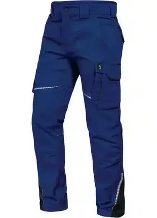 Blaue Arbeitshose mit Reflektorstreifen und mehreren Taschen für Berufsbekleidung, Schutz, Hygiene