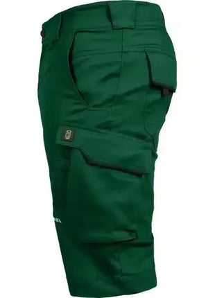 Grüne Arbeitsshorts mit mehreren Taschen, ideal für Handwerk, Pflege und Hygieneberufe