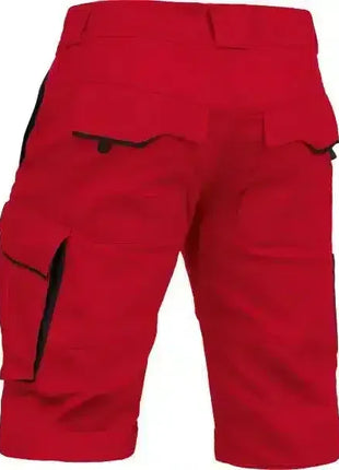 Rote Arbeitsshorts mit mehreren Taschen, praktische Berufskleidung für Pflege und Medizin
