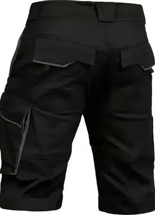 Schwarze Arbeitsshorts mit Seitentaschen, robuste kurze Berufshose für Handwerk