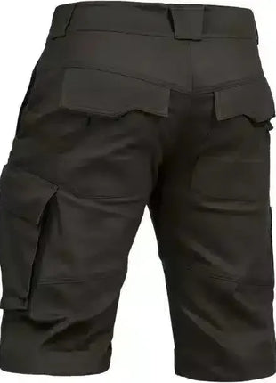 Schwarze Arbeitsshorts aus robustem Material mit mehreren Taschen, Rückansicht