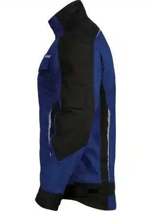 Arbeitsjacke blau schwarz, robuste Schutzkleidung, Seitentaschen, reflektierende Elemente