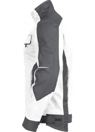 Arbeitsjacke weiß-grau, robust, mit Brusttasche und Armverstärkung, Profi-Berufsbekleidung