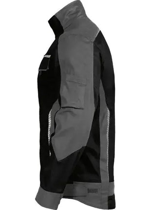 Arbeitsjacke Herren, schwarz-grau, mit Reißverschlusstaschen, hoher Kragen, robuste Berufskleidung