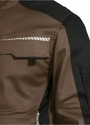Arbeitsjacke mit reflektierendem Streifen, braun-schwarz, robuste Verarbeitung