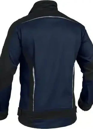 Dunkelblaue Softshell-Jacke mit reflektierenden Elementen für Arbeitsschutz
