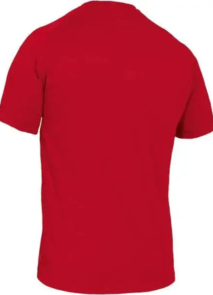 Rotes T-Shirt aus Baumwolle, Rückansicht, kurzärmelig, hochwertig verarbeitet