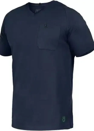 Dunkelblaues Herren-T-Shirt mit V-Ausschnitt und Brusttasche, medizinische Berufsbekleidung