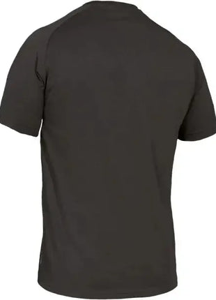 Schwarzes T-Shirt aus Baumwolle, Rückansicht, kurzärmlig, schlichtes Design