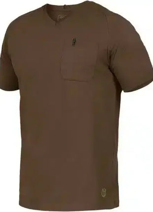 Braunes Herren T-Shirt mit Brusttasche, kurzärmelig, schlichtes Design, optimale Hygiene, bequem