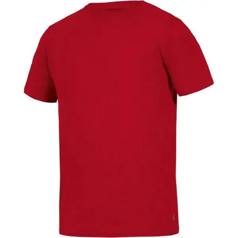 Rotes T-Shirt aus Baumwolle, Rückansicht, kurzarm, schlichtes medizinisches Berufskleidung